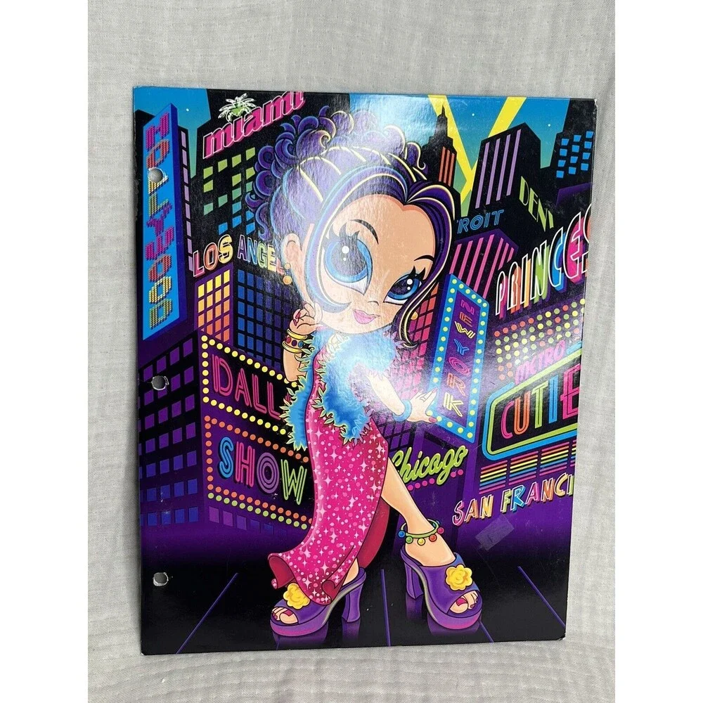 RARE LISA FRANK Glamour Girl Folder Y2K VHTF 3 Hole Folder Lisa Frank Club